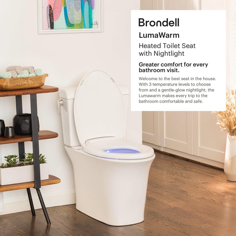 Brondell L60-RW LumaWarm Heated Toilet Seat with Night Light, 3 Temperature Settings, Gentle Close Lid,Easy Installation,Built-In Controls,Round,White - Image 2